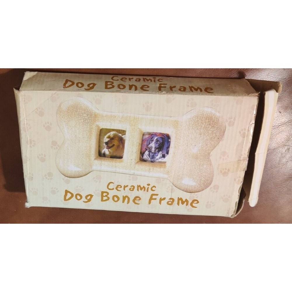 Pet Giftco White Ceramic Dog Bone 8" Picture Photo Frame New in Box - Picture 4 of 4